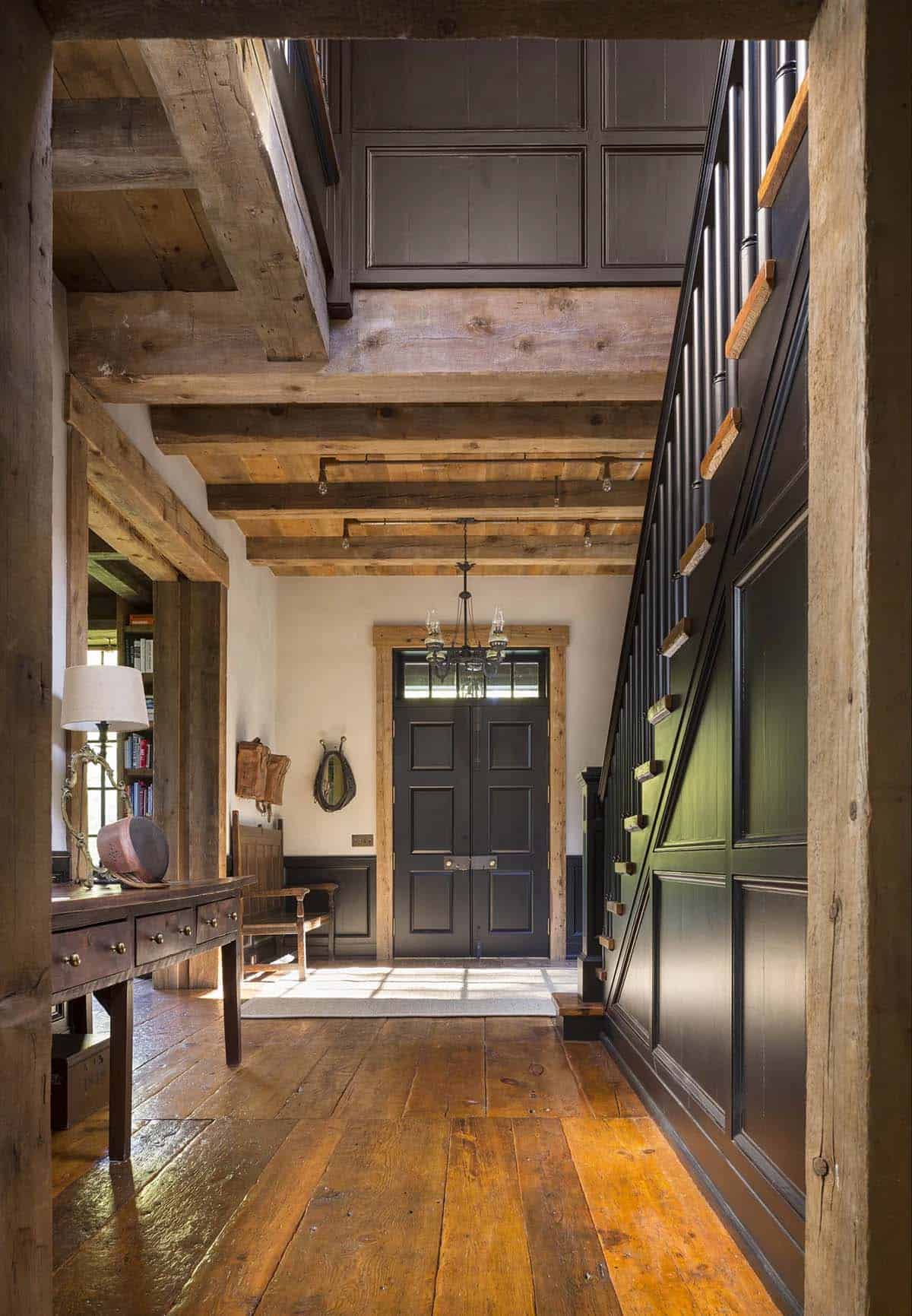rustic entry with a staircase