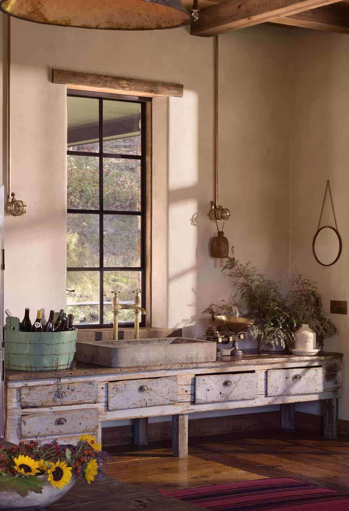 rustic custom vanity with a sink