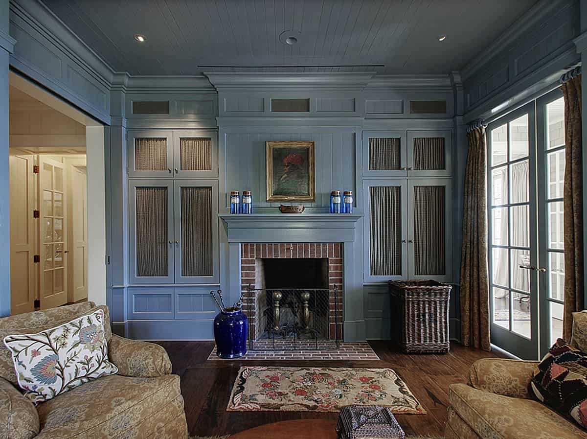 Traditional Home Office with a fireplace