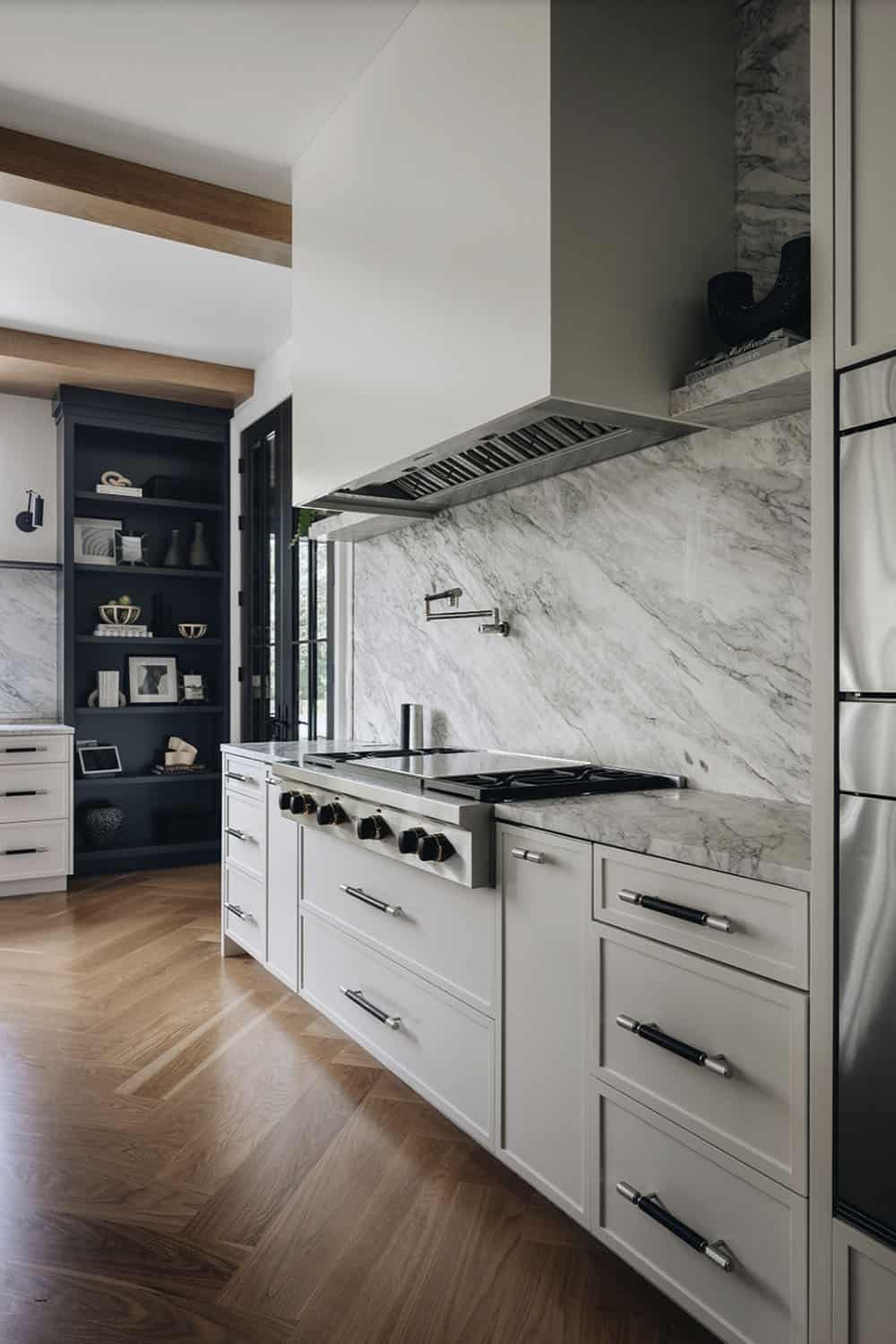 Transitional Style Kitchen range wall