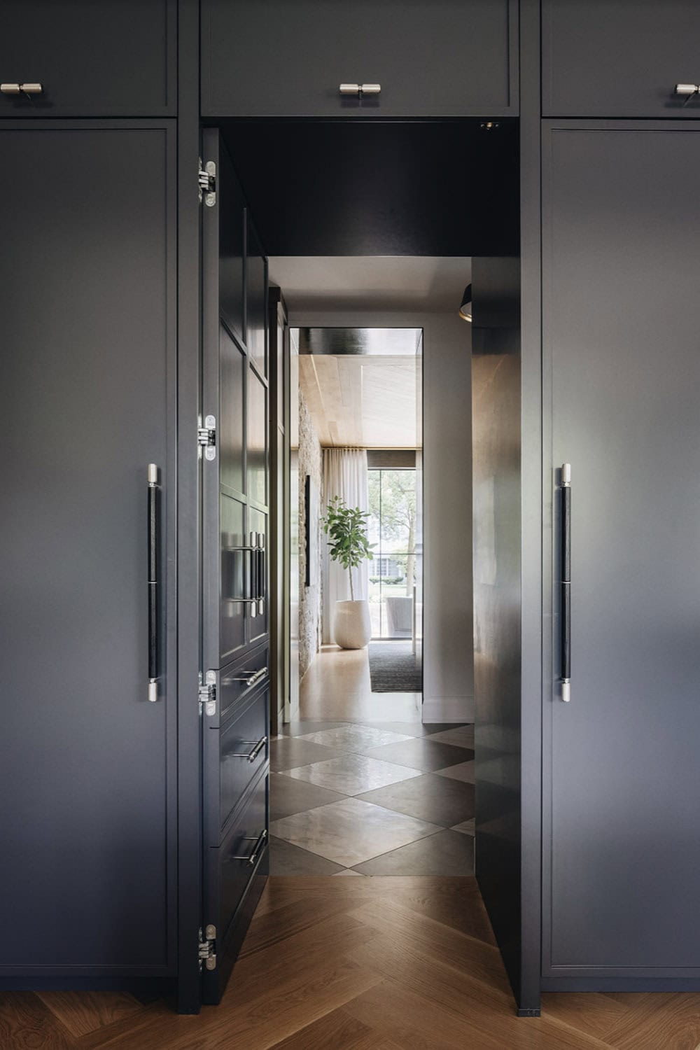 Transitional Style Kitchen walk-in pantry