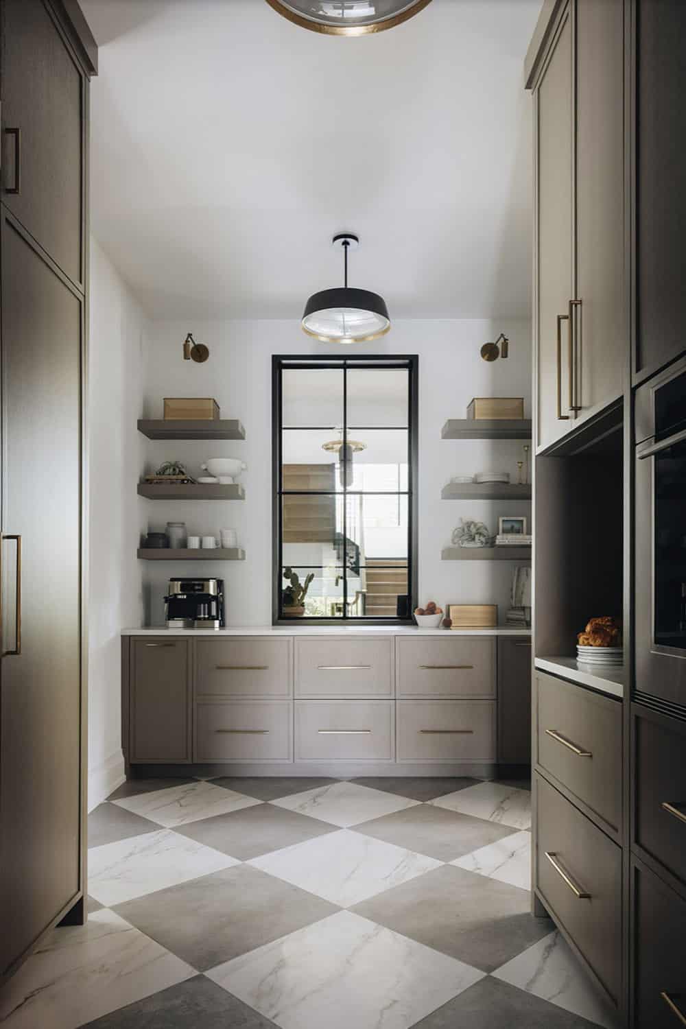 Transitional Style Kitchen walk-in pantry