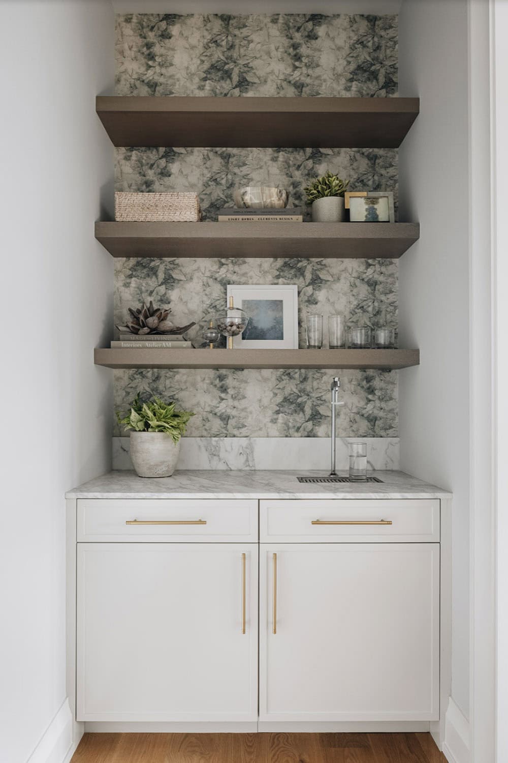 Transitional Style Bedroom with a wet bar