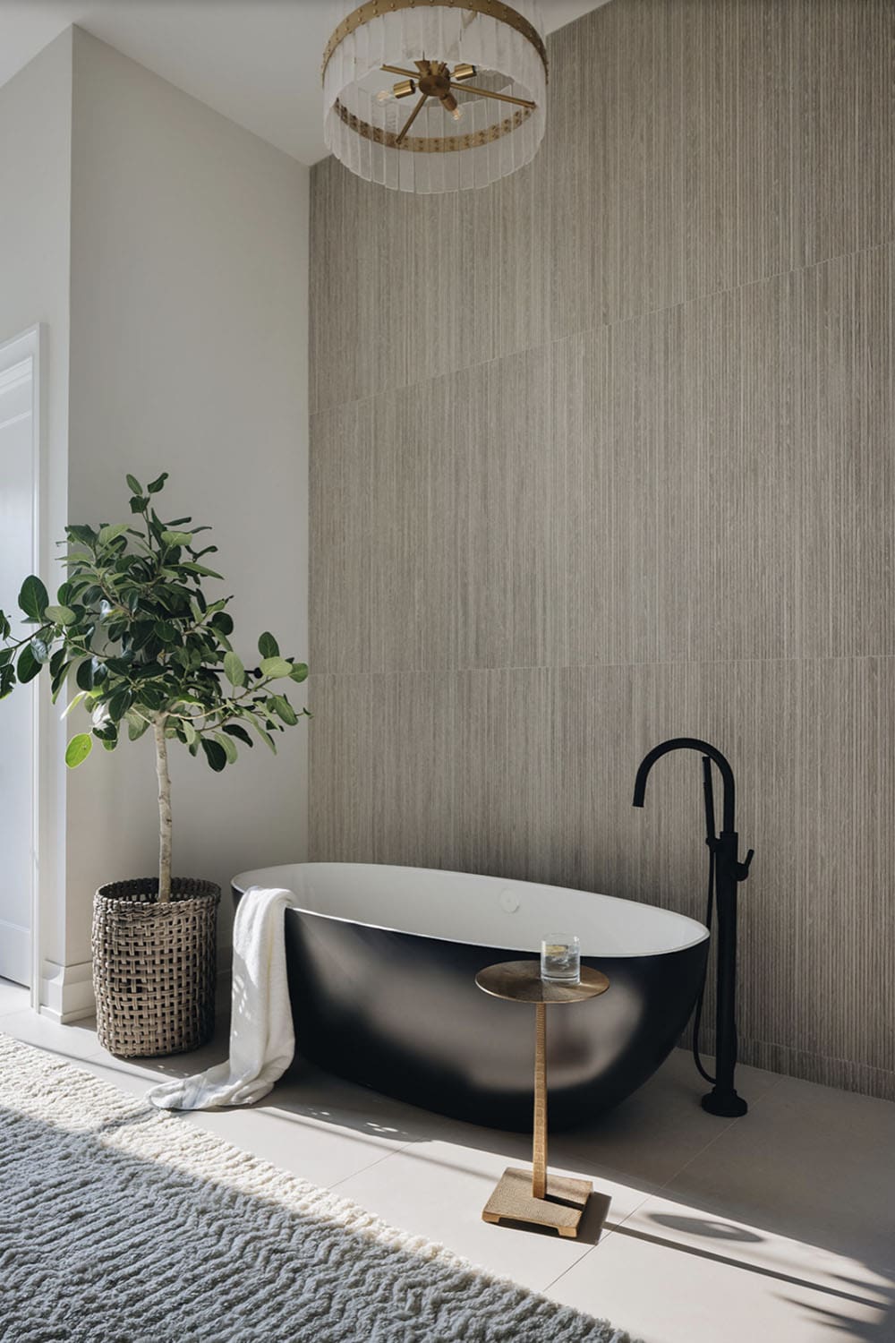 Transitional Style Bathroom with a freestading tub