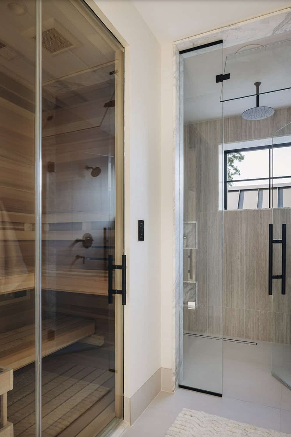 Transitional Style Bathroom with a sauna