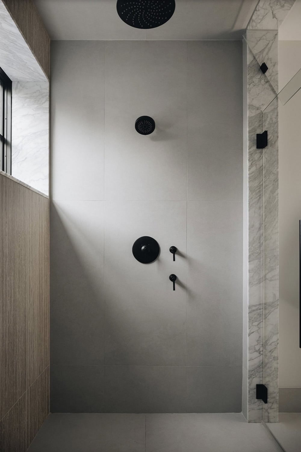 Transitional Style Bathroom shower