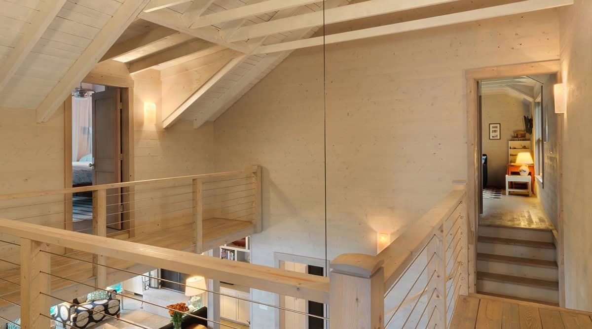 rustic upstairs hallway landing