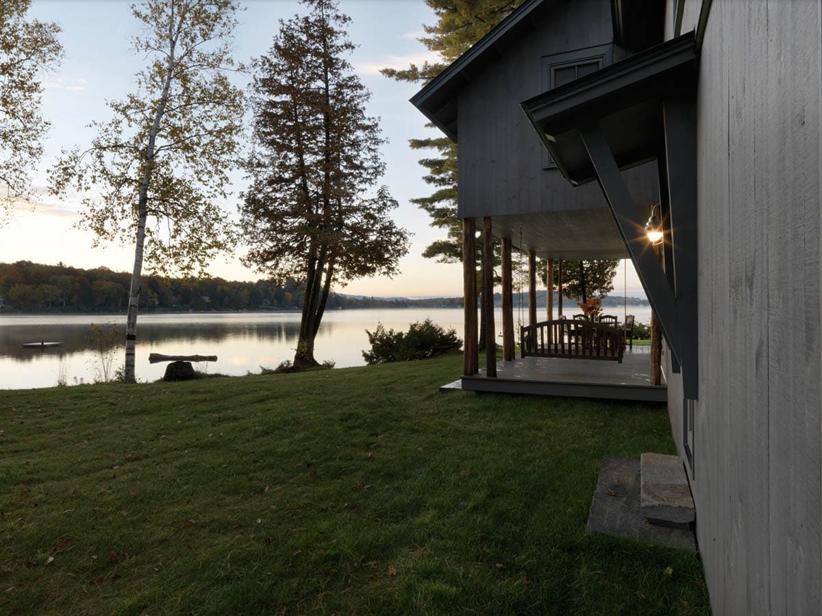 lake house exterior with a water view