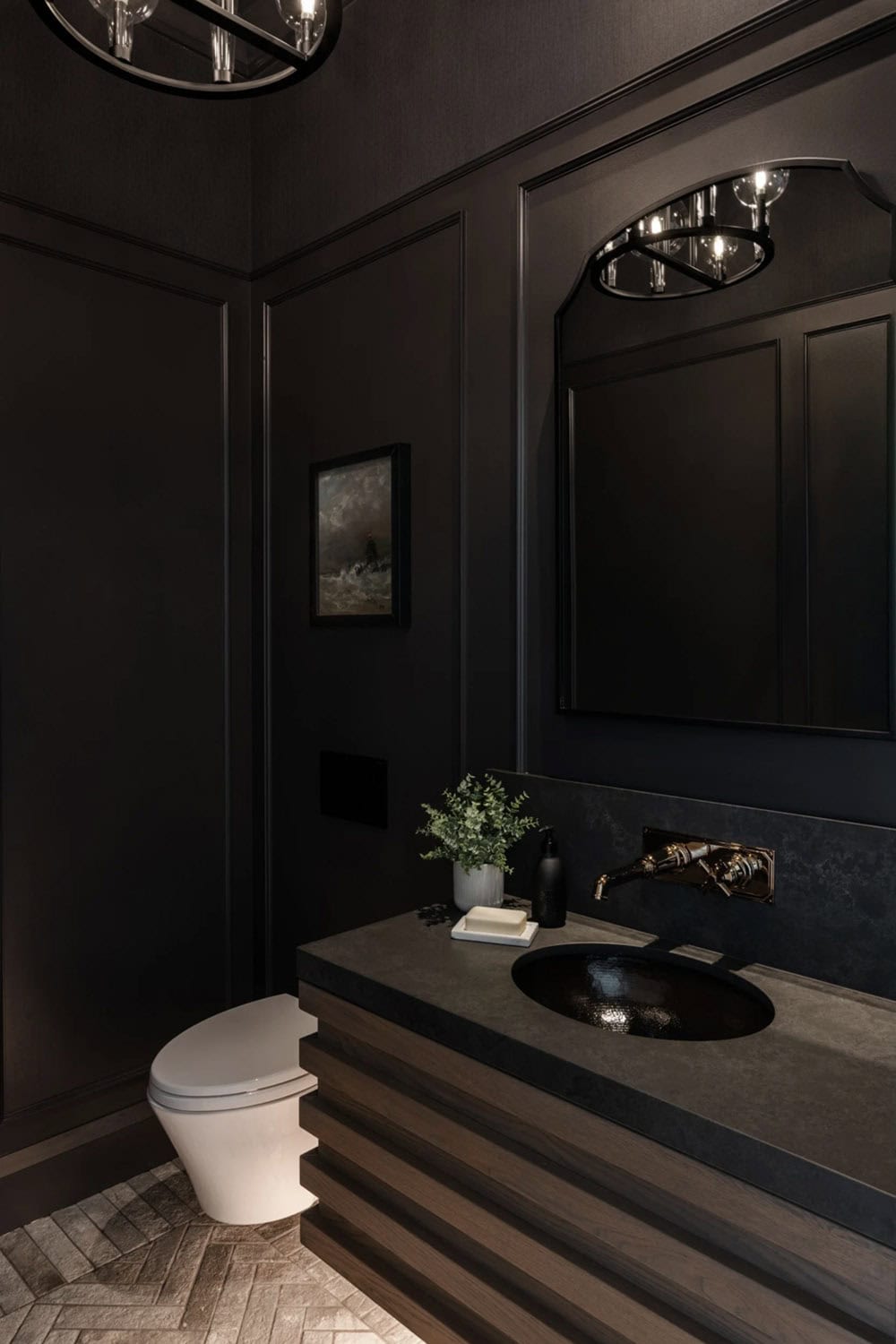 transitional style powder room