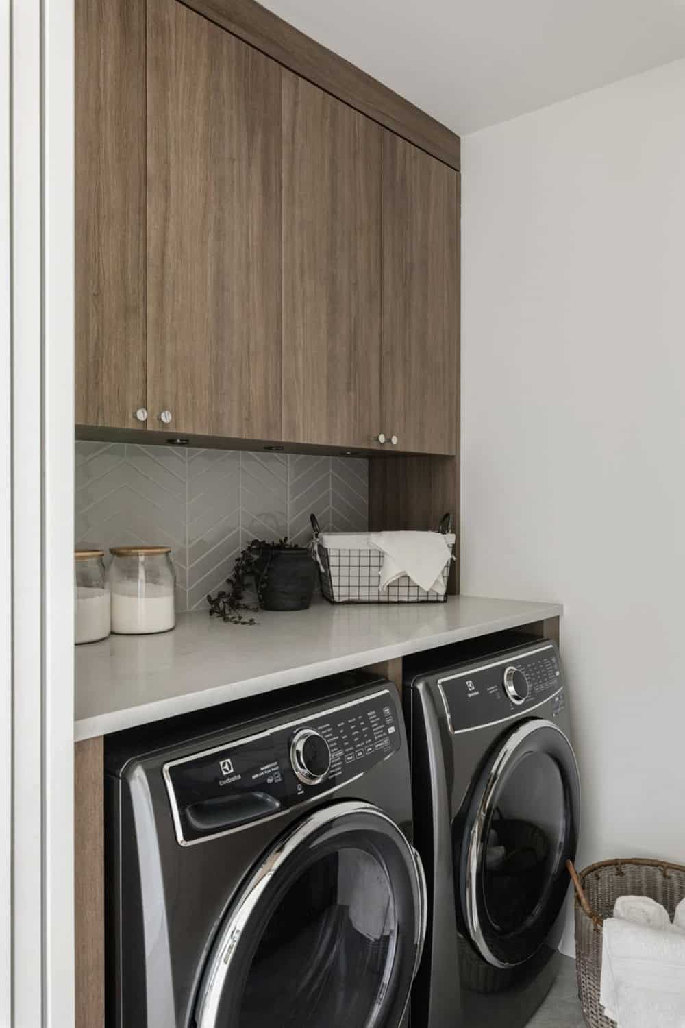 transitional style laundry room
