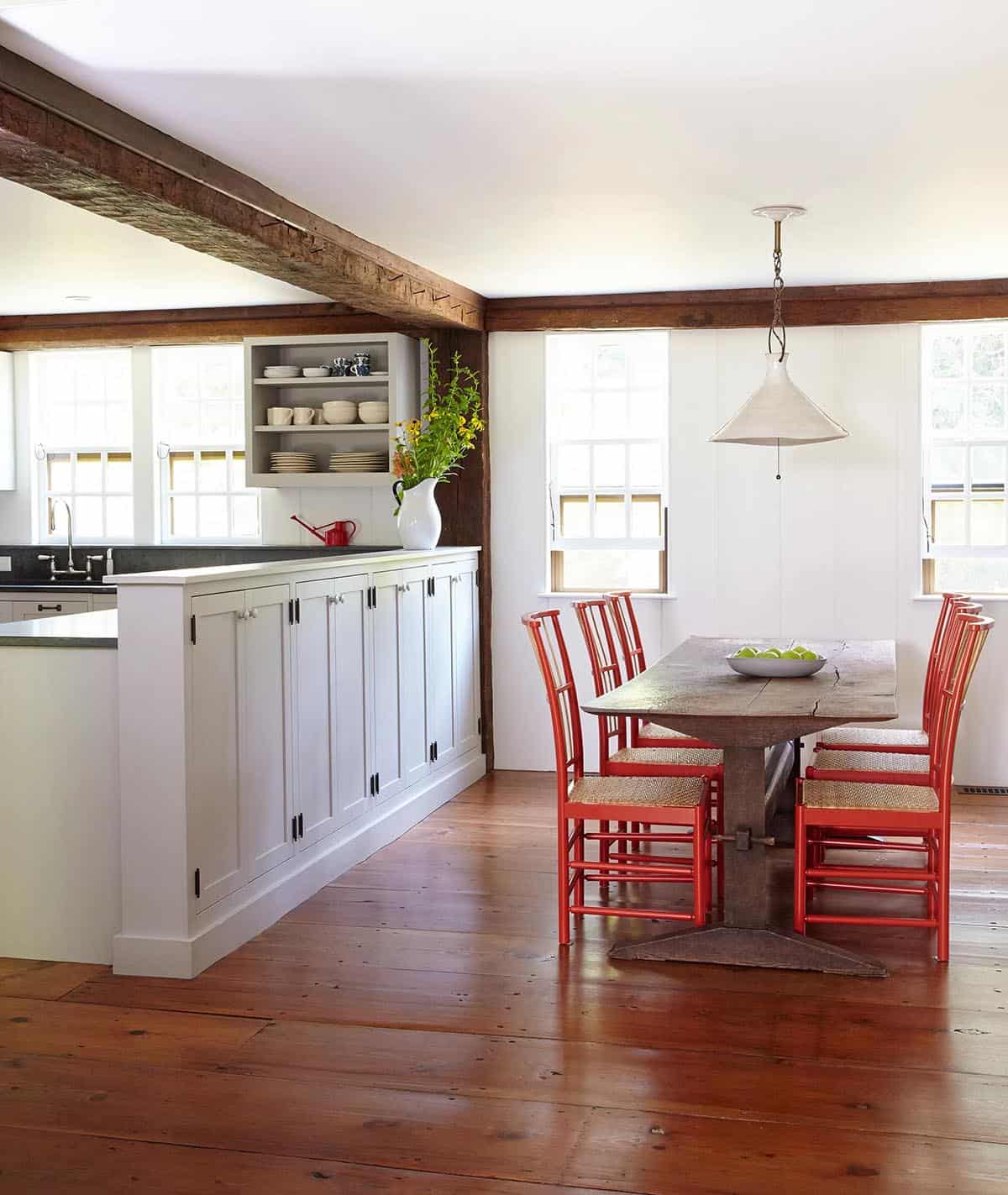 farmhouse style dining room and kitchen 