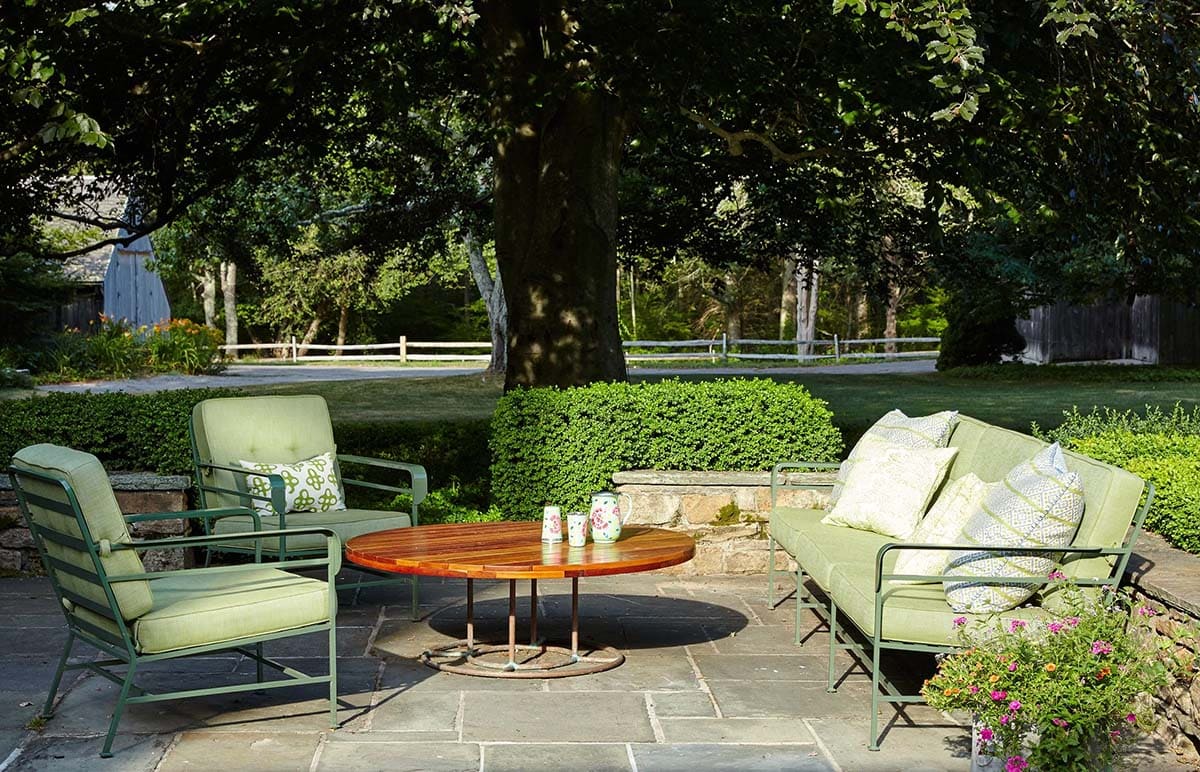 colonial farmhouse style home exterior patio