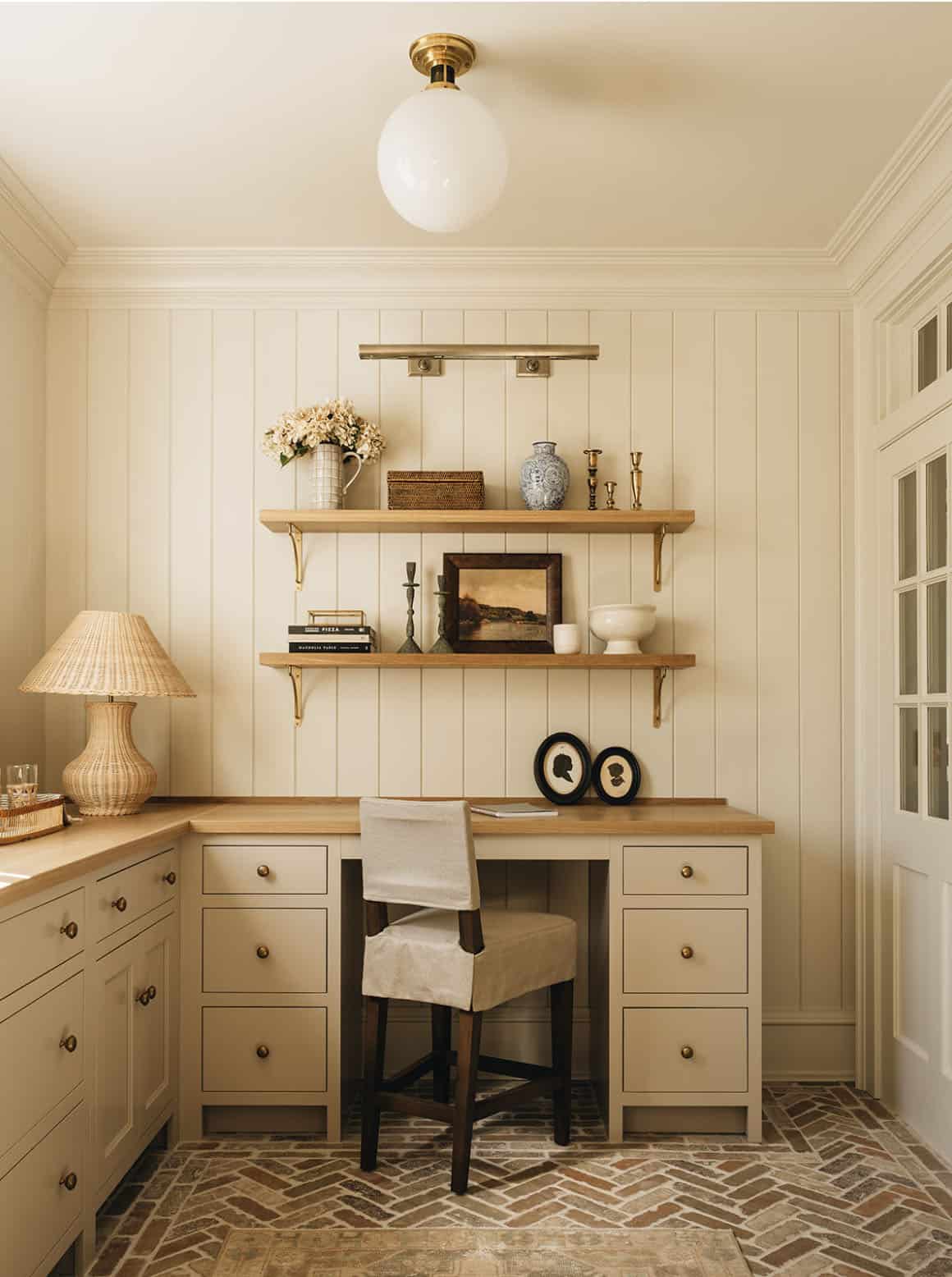 contemporary laundry room with a work station