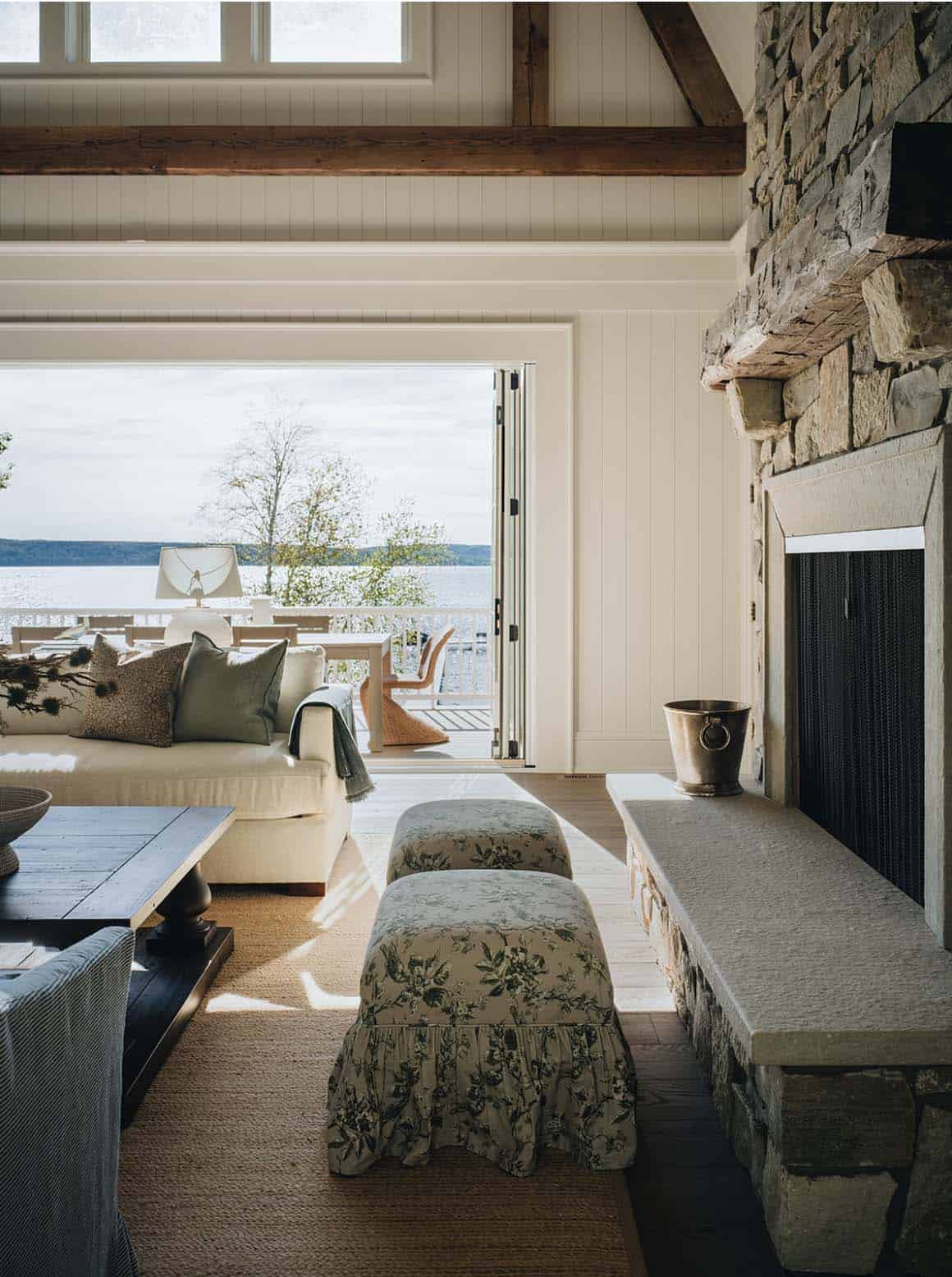 contemporary living room with a fireplace