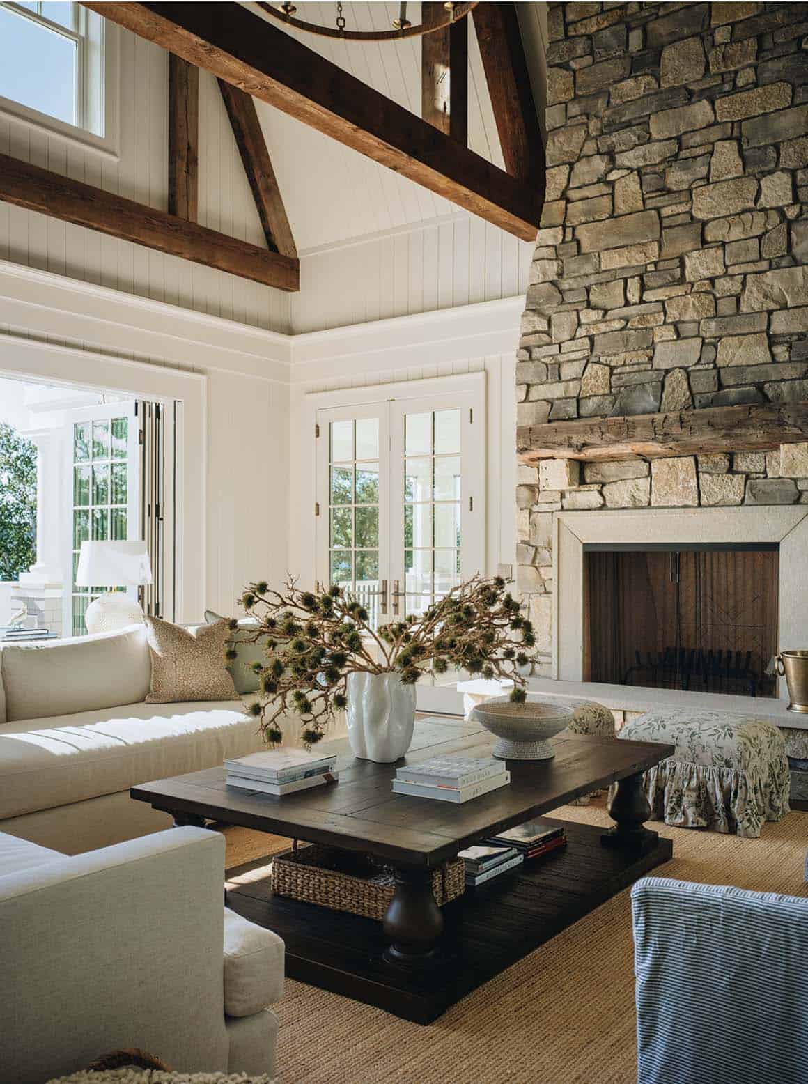 contemporary living room with a fireplace