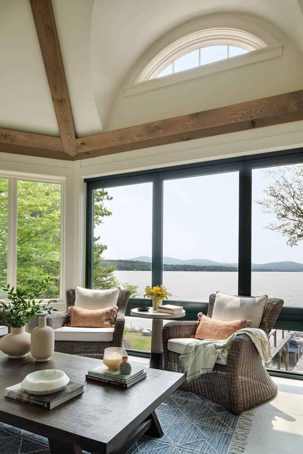 contemporary sunroom with sliding glass doors