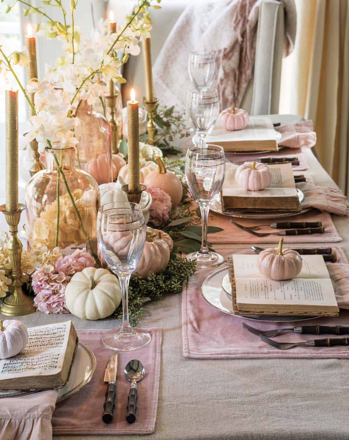 enchanting thanksgiving table decor with a muted color palette