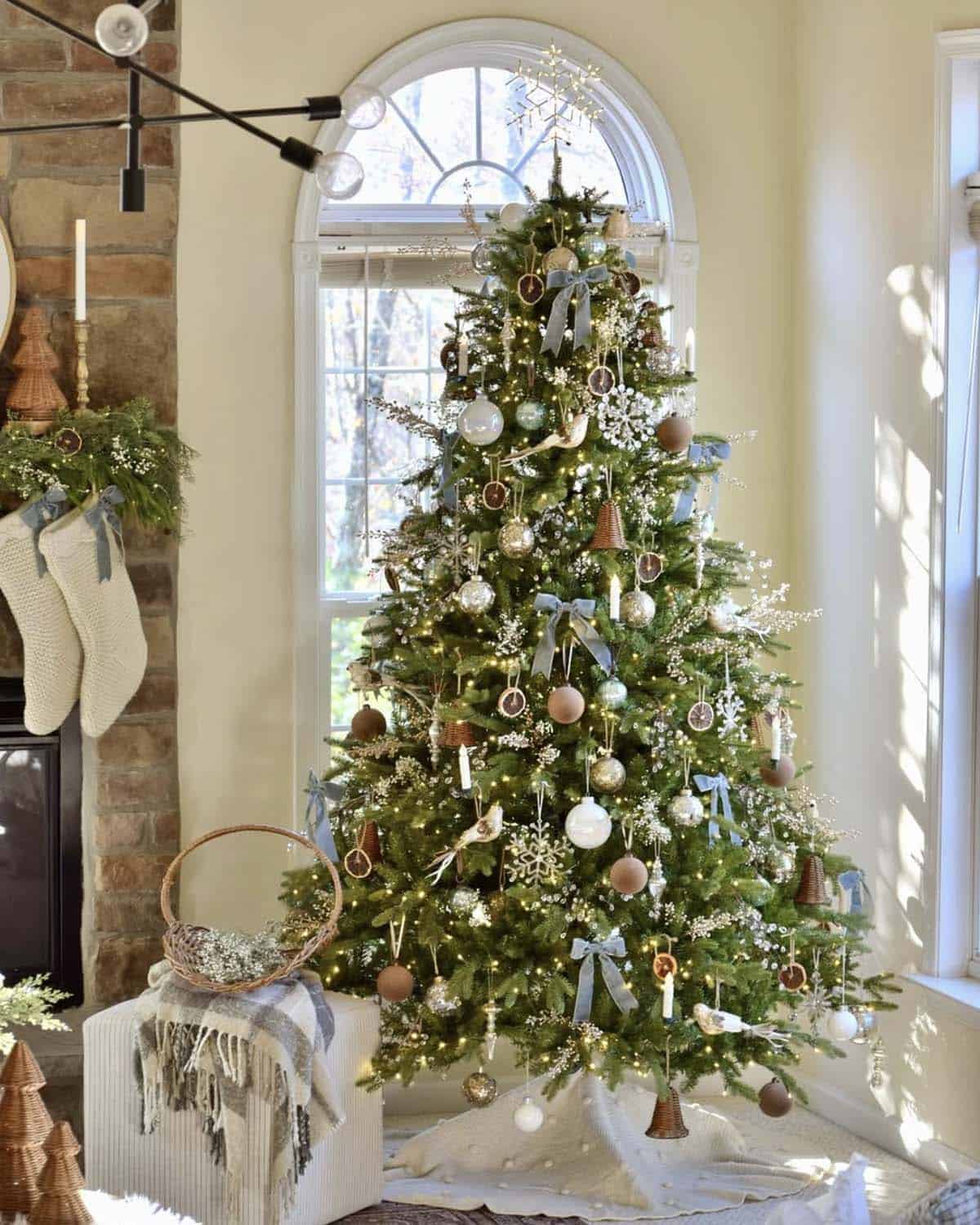 traditional green alpine tree with decorations