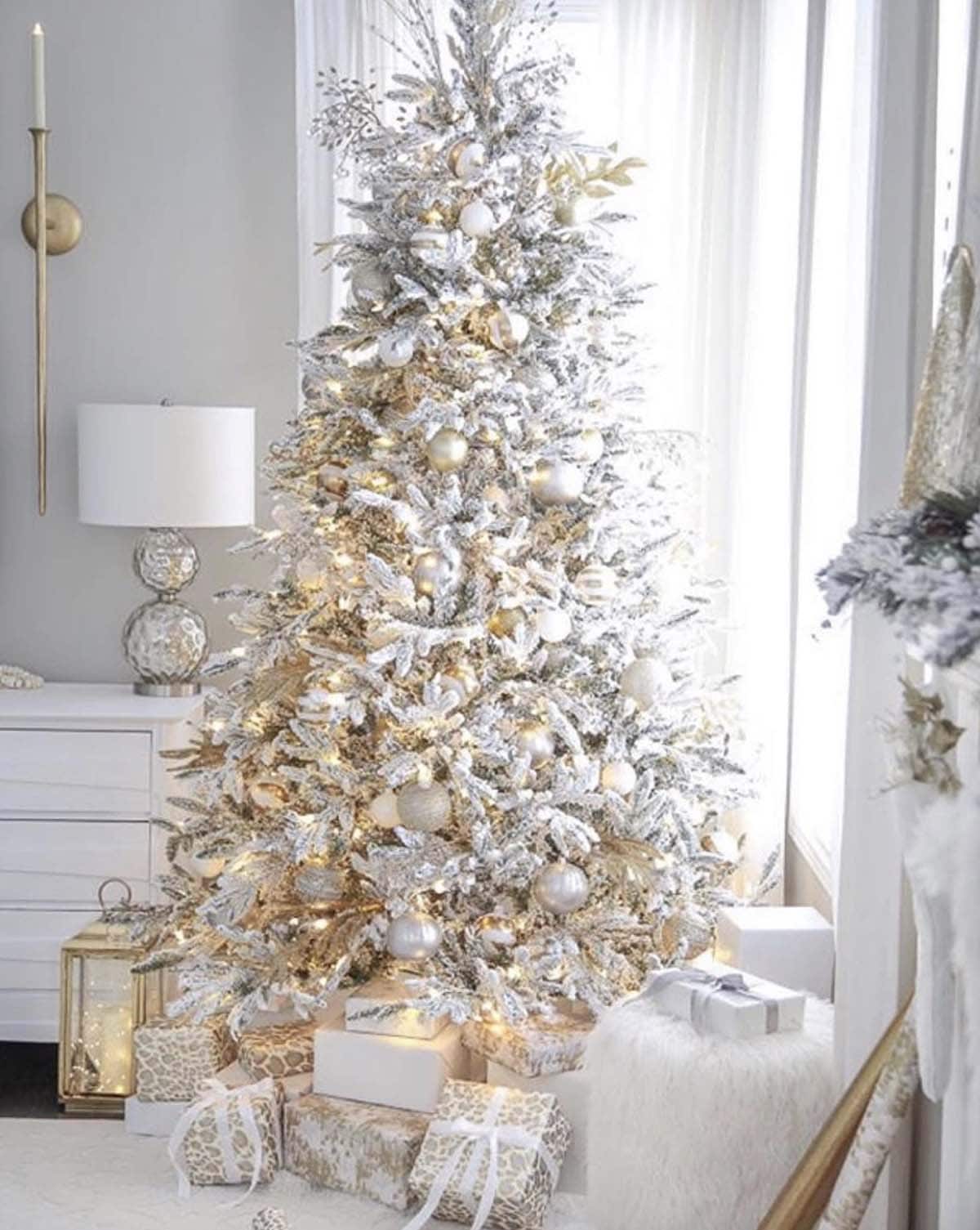 elegant gold and white christmas tree