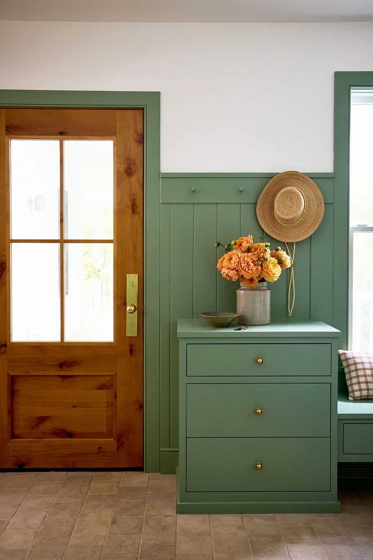 farmhouse style mudroom entry