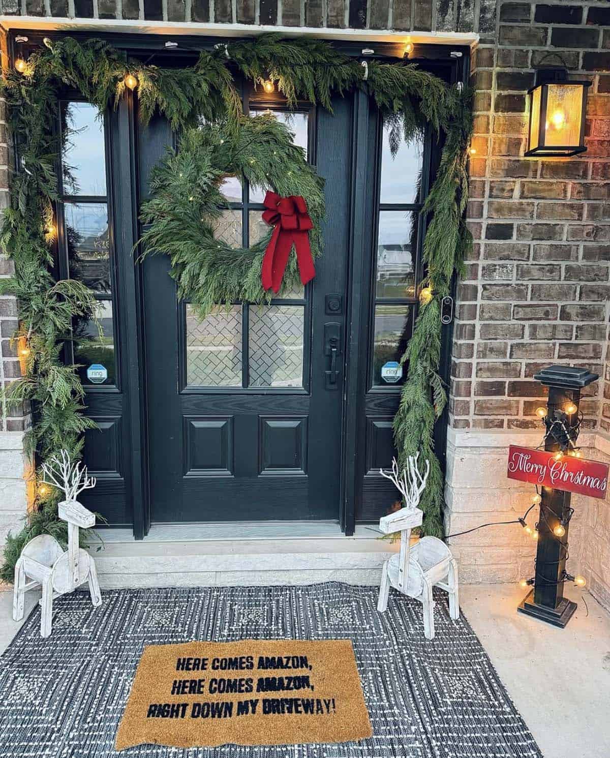 christmas decorated front porch