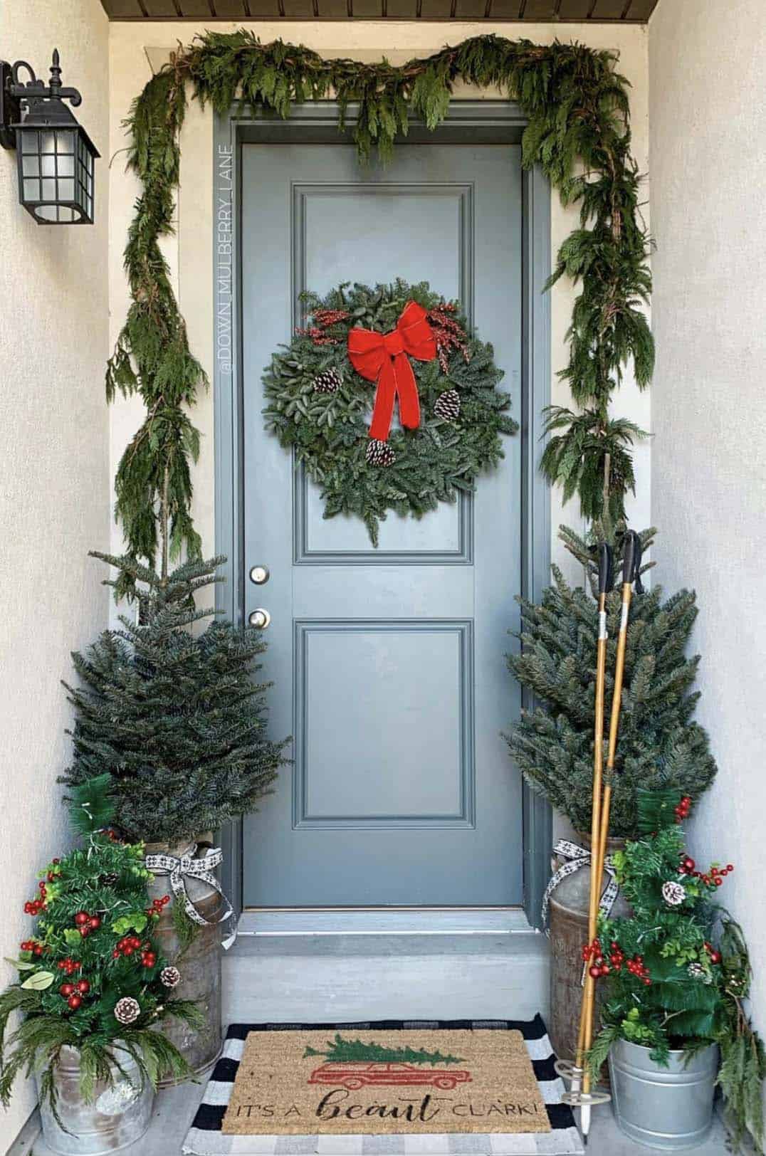 christmas decorated front porch
