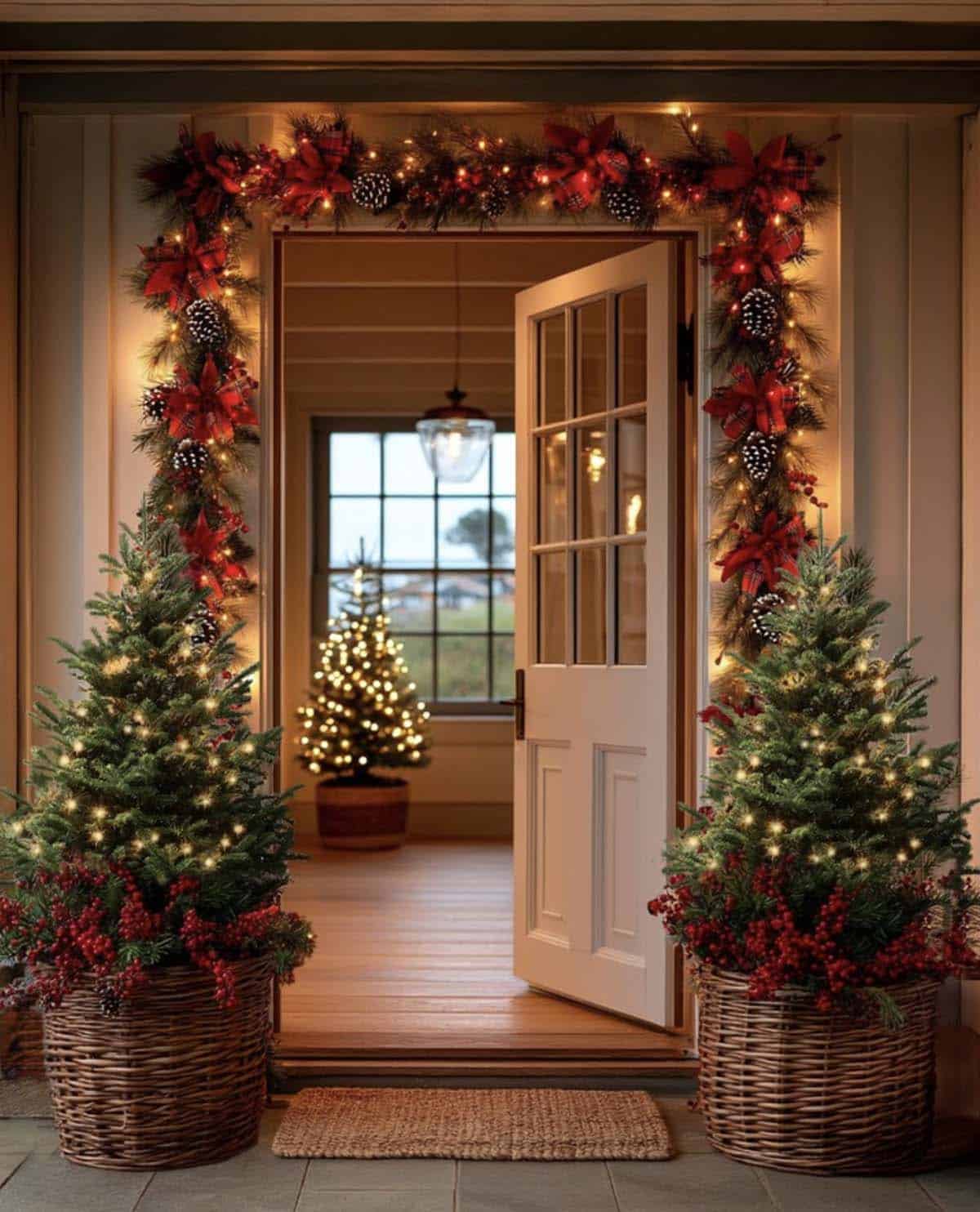 christmas decorated front porch