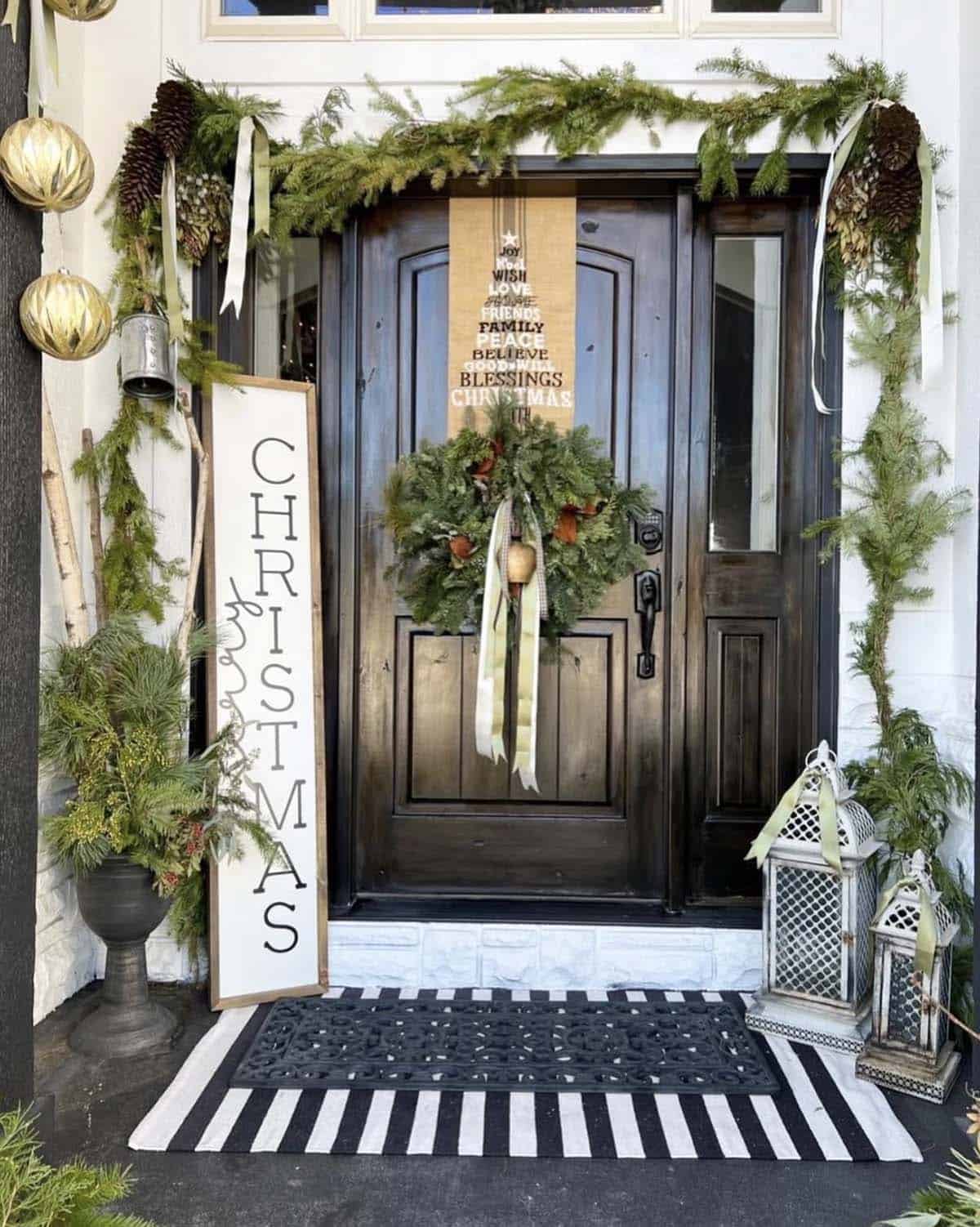 christmas decorated front porch