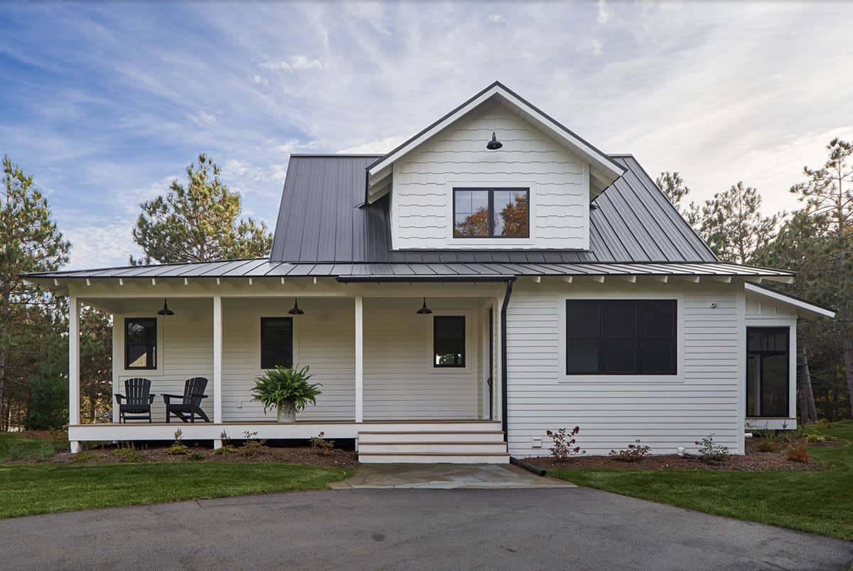 rustic lake cabin exterior entry