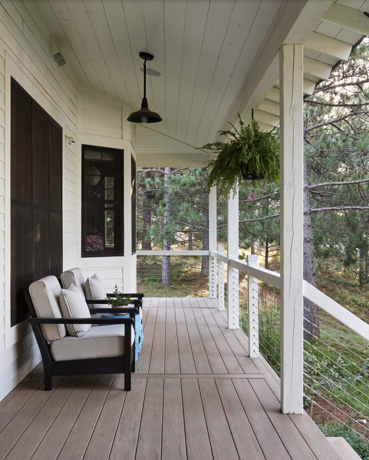 rustic screened front porch