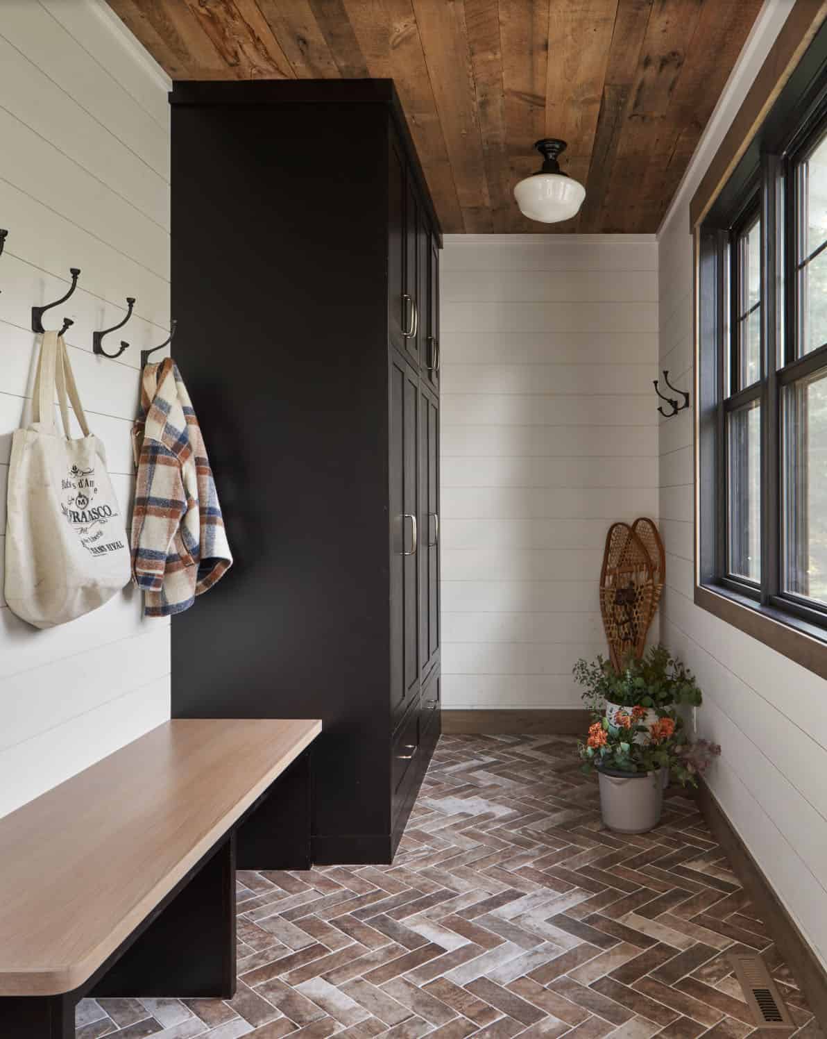 rustic mudroom entry