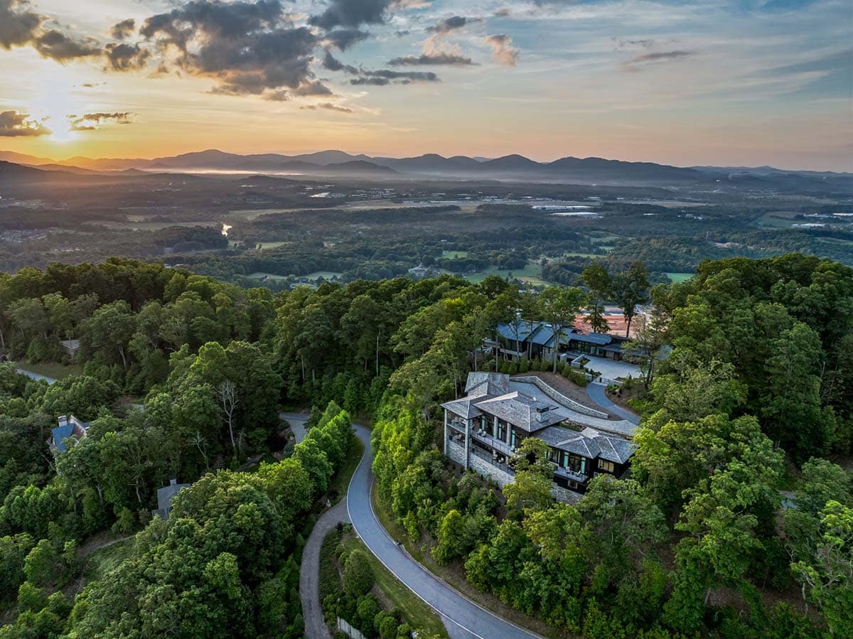 mountain home exterior aerial view