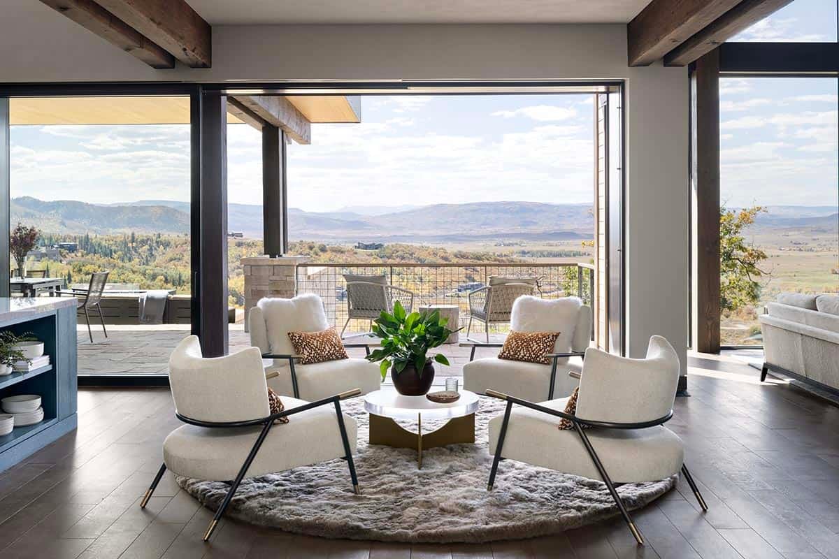 modern living room with sliding glass doors and a Mountain View