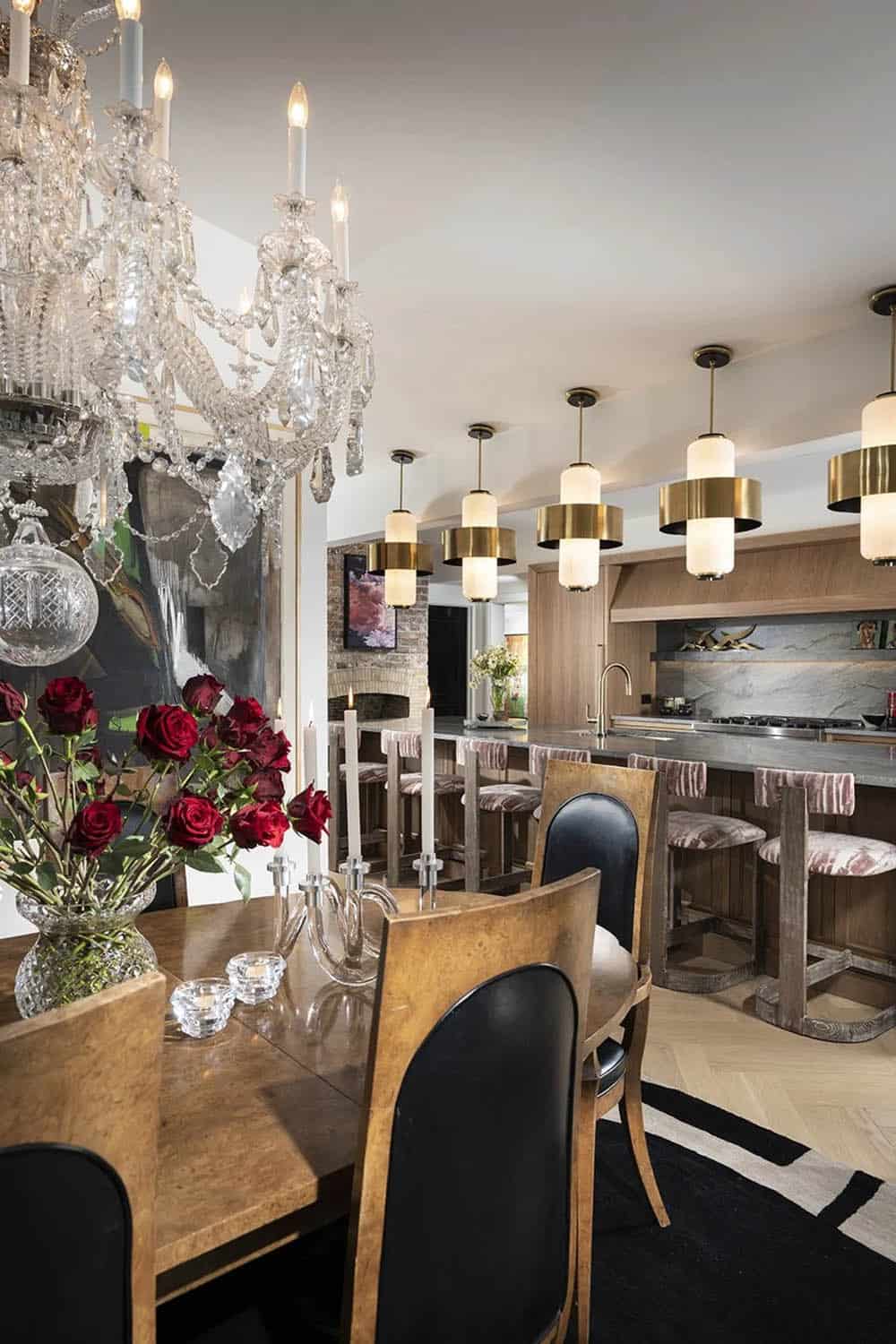 mid-century modern dining room and kitchen