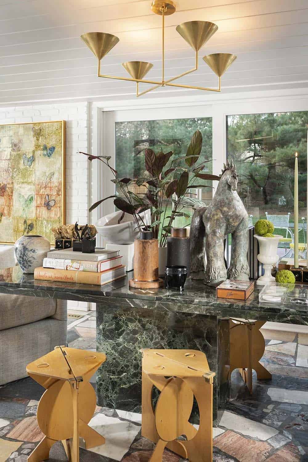 mid-century modern piano room