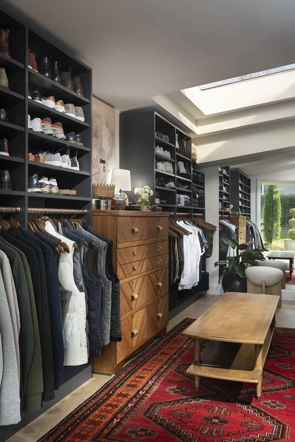 mid-century modern walk-in closet