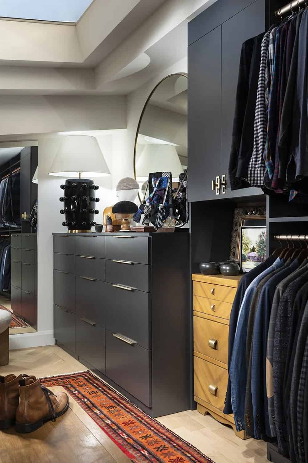 mid-century modern walk-in closet