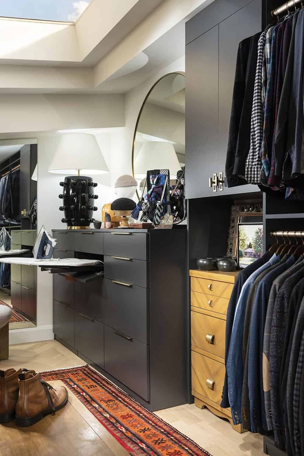 mid-century modern walk-in closet