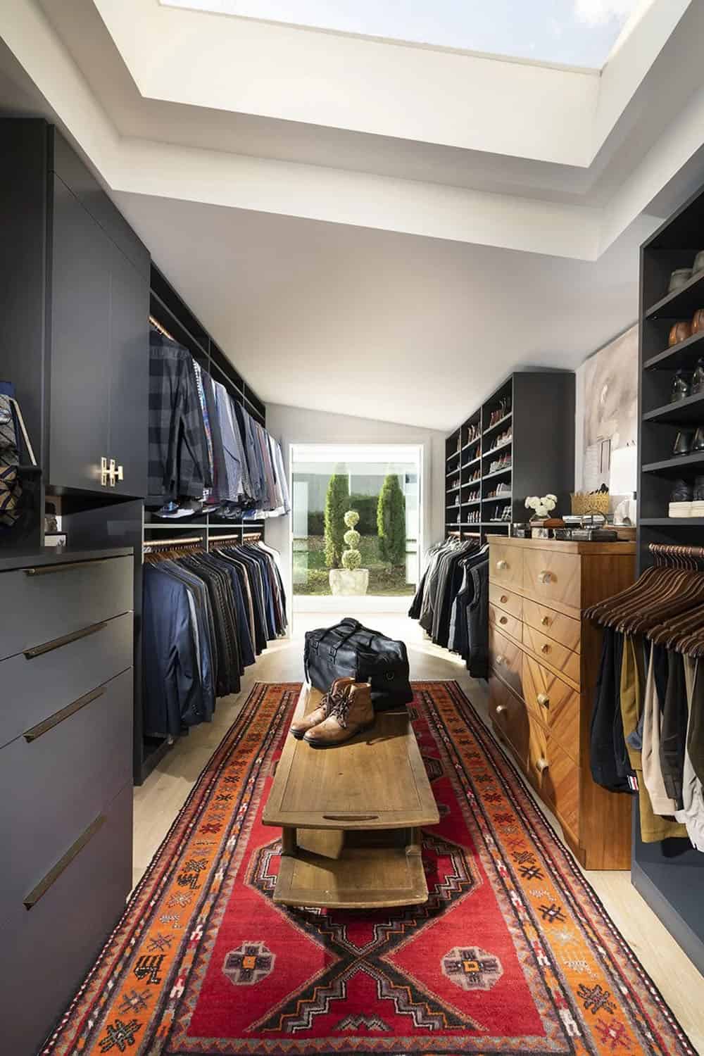mid-century modern walk-in closet