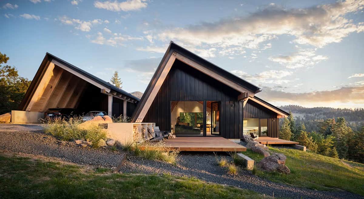 modern alpine cabin exterior