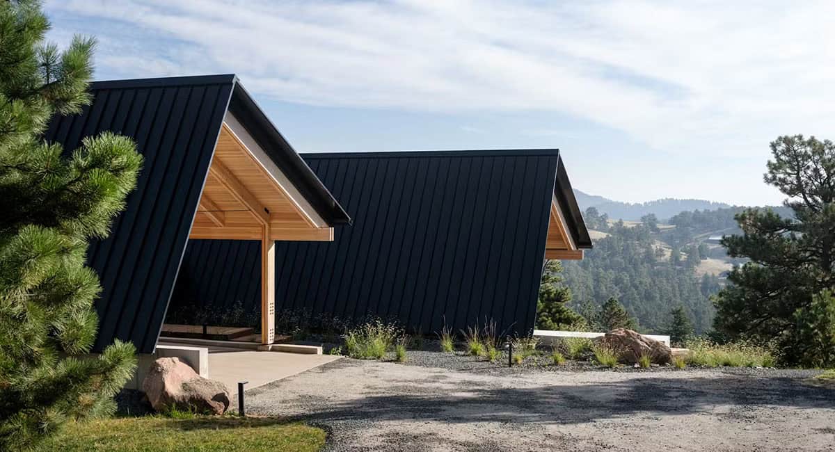 modern alpine cabin exterior