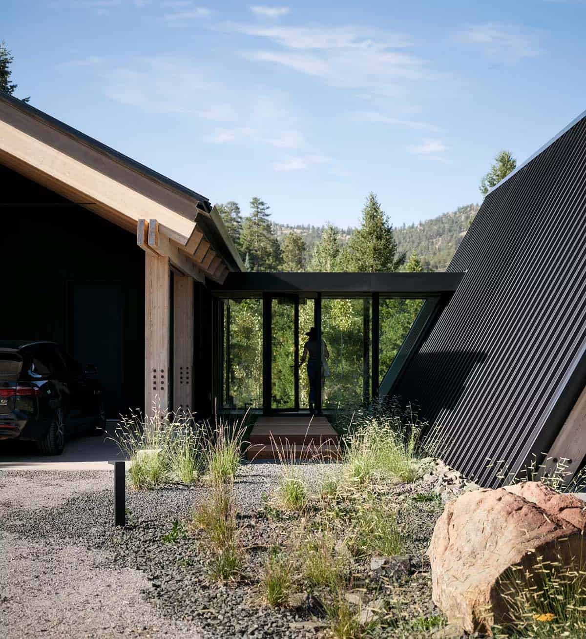 modern alpine cabin exterior