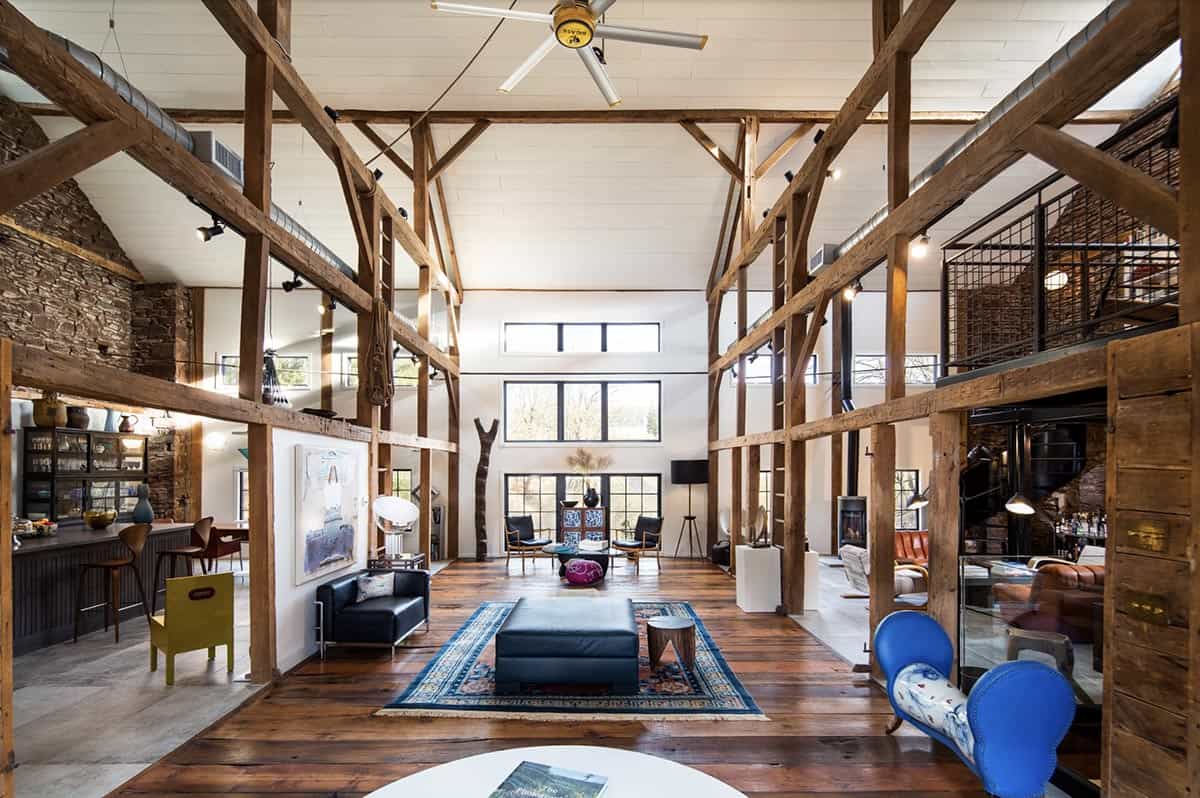 modern barn style great room