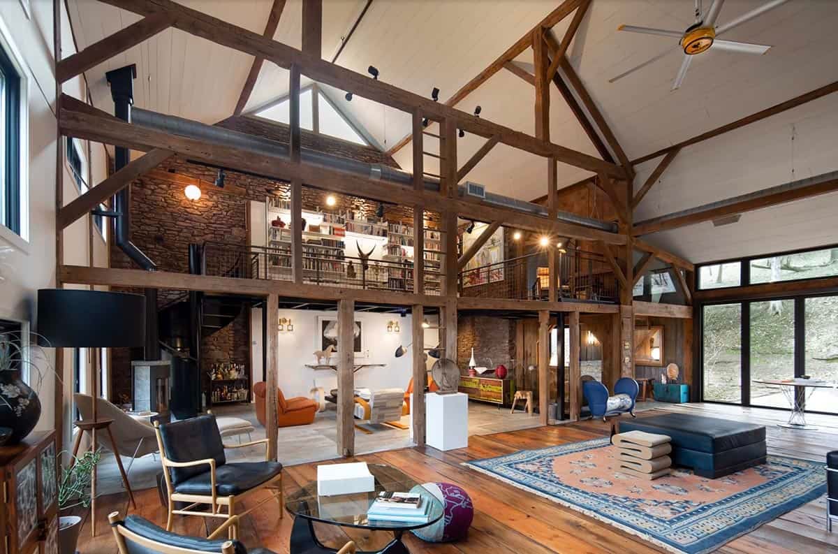 modern barn style living room