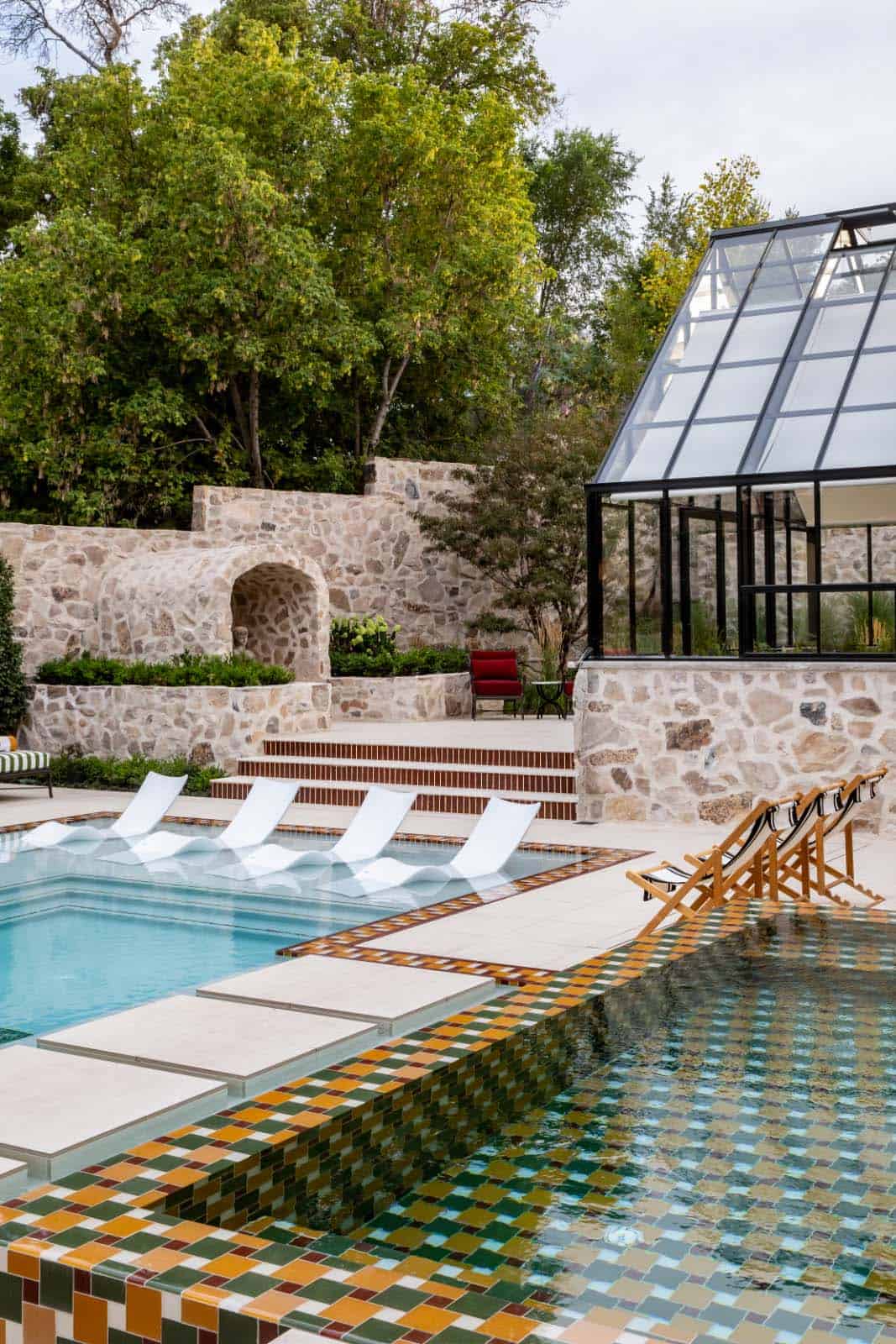 modern home exterior landscaping and pool