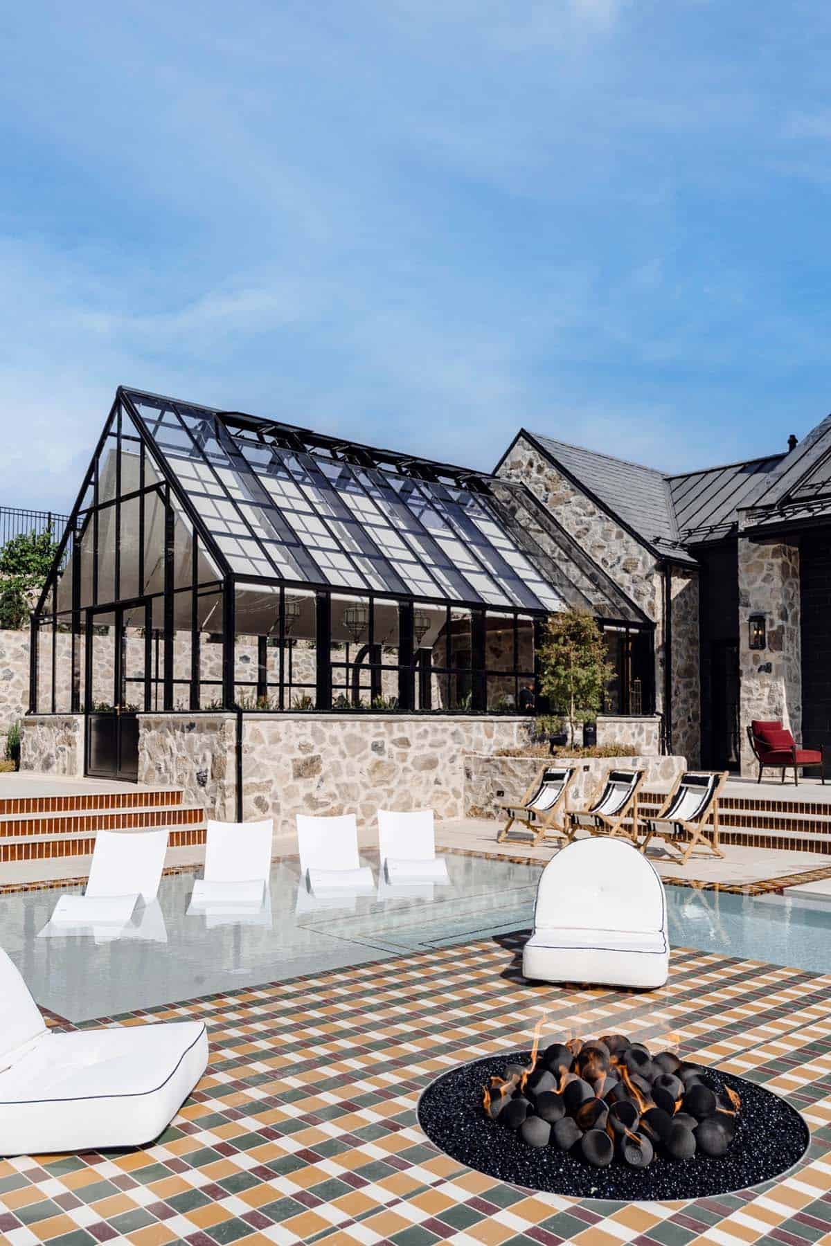 modern home exterior landscaping and pool