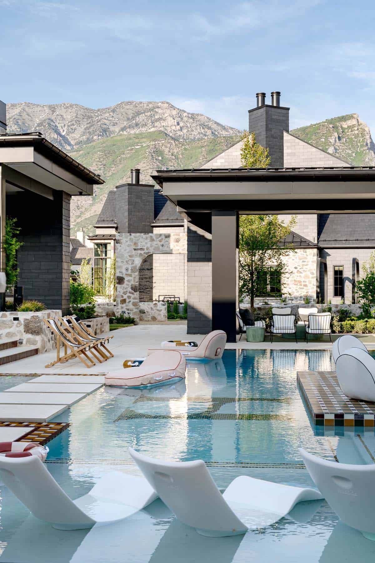 modern home exterior landscaping and pool