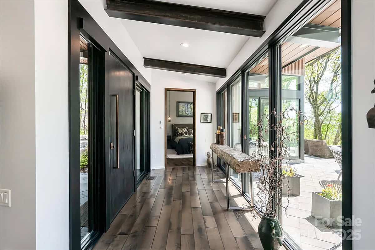 modern prairie style mountain house entry