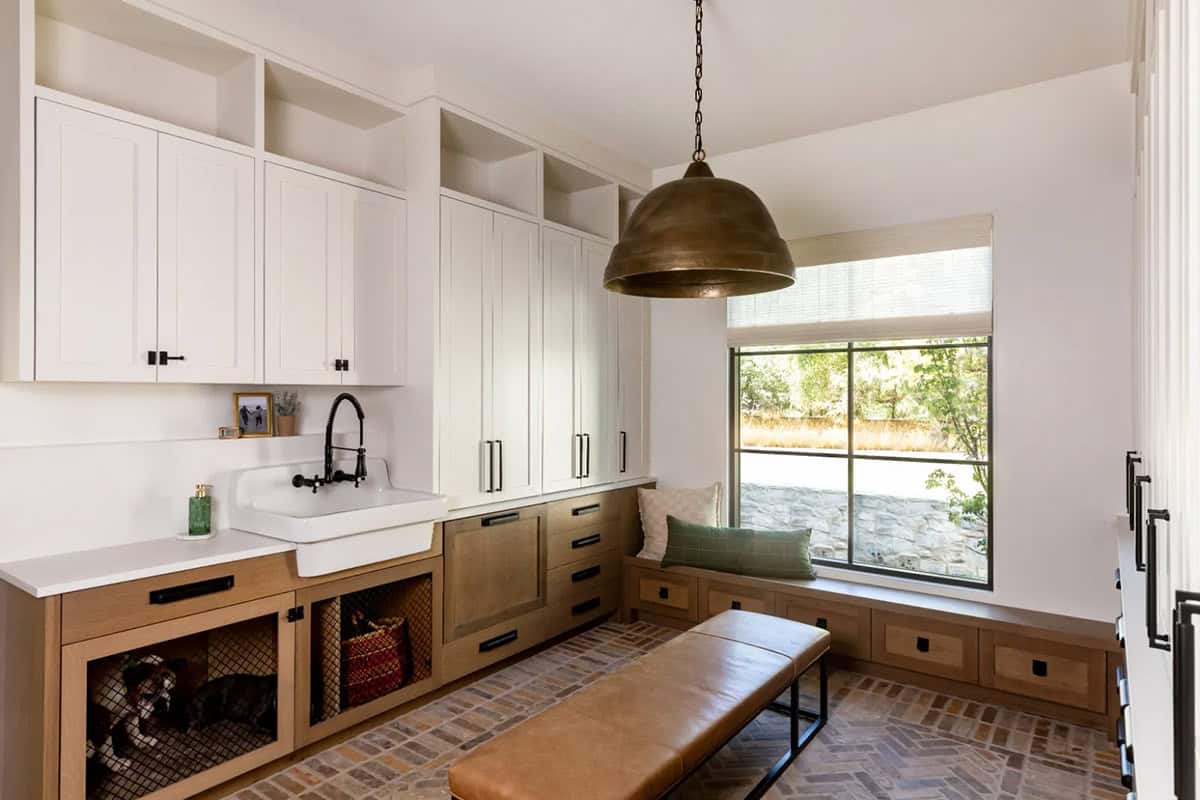 modern scandinavian style mudroom
