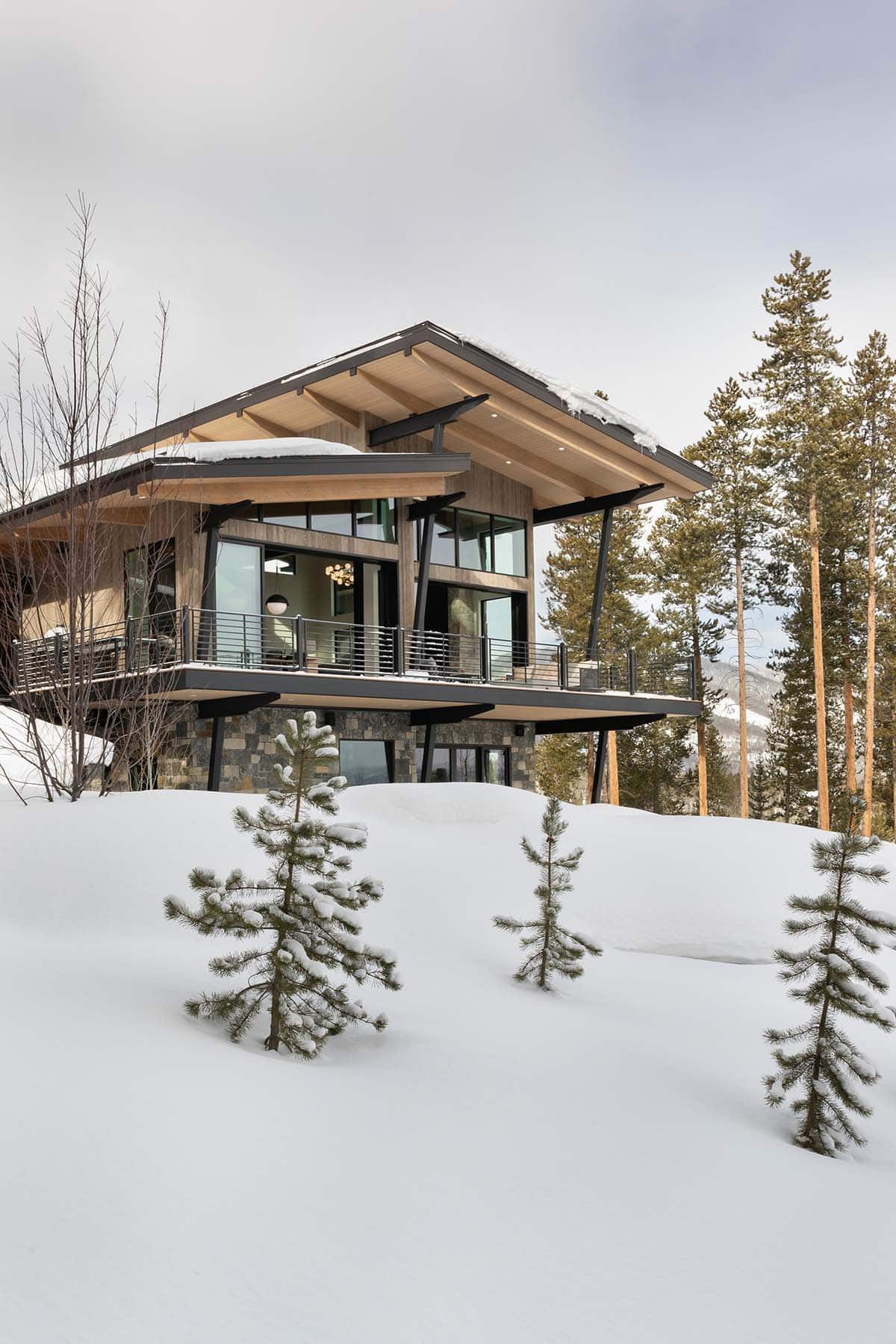 mountain contemporary exterior with snow